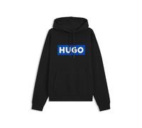 HUGO Mens Nalves Logo-Print Hoodie in Cotton Terry Black