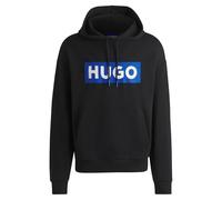 HUGO Mens Nalves Logo-Print Hoodie in Cotton Terry Black