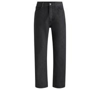 HUGO Mens Nate Baggy-fit Jeans in Black Stonewashed Denim