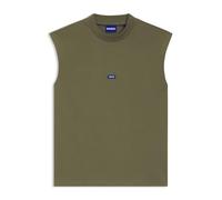 HUGO Mens Navertz Sleeveless Cotton-Jersey T-Shirt with Blue Logo Label