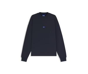 HUGO Mens Nedro Cotton-terry sweatshirt with blue logo patch