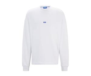 HUGO Mens Nedro Cotton-terry sweatshirt with blue logo patch