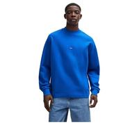 HUGO Men's Nedro Cotton Terry Sweatshirt with Blue Logo Patch, Open Blue, 3XL