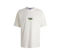 HUGO Oversized-fit T-shirt in cotton with Happy HUGO logo - Style Nerperi, 50536122 White L