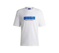 HUGO Mens Newromi Logo-Artwork T-Shirt in Cotton Jersey White