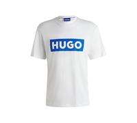 HUGO Cotton-jersey T-shirt with blue logo - Style Nico, 50522376 White XL