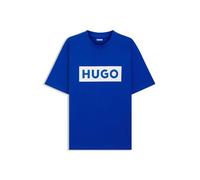 HUGO Mens Nico Cotton-Jersey T-Shirt with Blue Logo Print