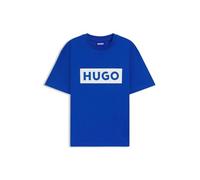 HUGO Mens Nico Cotton-Jersey T-Shirt with Blue Logo Print