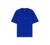 HUGO Mens Nieros Cotton-Jersey T-Shirt with Blue Logo Patch