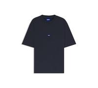 HUGO Mens Nieros Regular-fit Cotton-Jersey T-Shirt with Blue Logo Patch