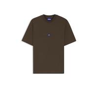 HUGO Mens Nieros Cotton-Jersey T-Shirt with Logo Badge