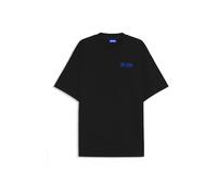 HUGO Mens Nilte Cotton-Jersey T-Shirt with Puff-Print Logo Black
