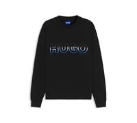 HUGO Mens Nogocrew Cotton-terry sweatshirt with ombré logo embroidery Black