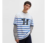 Hugo Mens Nolastripe Dog Logo T-Shirt in White Cotton - Size Large