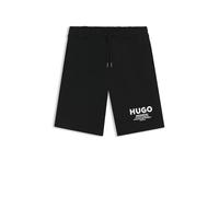 HUGO Nomario Oversized International Logo Jersey Shorts, Black, Size L, Men Black