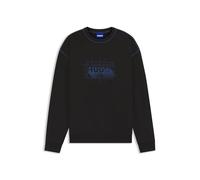 HUGO Mens Nothalic Cotton-terry logo sweatshirt with contrast stitching Black