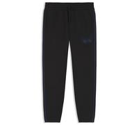 HUGO Mens Notharos Cotton-Terry Tracksuit Bottoms with Logo and Contrast Stitching Black
