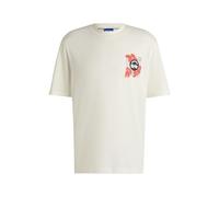 HUGO Mens Nufloro Cotton-Jersey T-Shirt with Logo Prints
