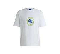HUGO Mens Nuley Seasonal-Print T-Shirt in Cotton Jersey White