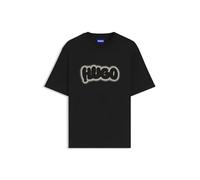 HUGO Mens Nulibax Cotton-Jersey T-Shirt with Logo Print Black