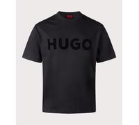 HUGO Men's Dinkee Logo T-Shirt, Oversized cotton, Reflective logo, Black Medium