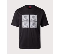 HUGO Mens Oversized Draxon T-Shirt - Colour: 001 Black - Size: Small