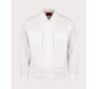 HUGO Mens Oversized Eselio Zip Overshirt - Colour: 102 Natural - Size: Medium
