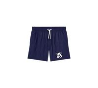 HUGO Mens Paolo Quick-Dry Swim Shorts with Printed Stacked Logo