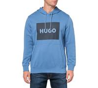 HUGO Men's Regular Fit Square Logo Hooded Jersey Sweatshirt, Blue Explorer, XL