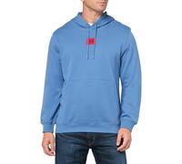 HUGO Men's Regular Fit Square Logo Jersey Hooded Sweatshirt, Blue Explorer, L