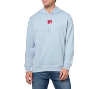HUGO Men's Regular Fit Square Logo Jersey Hooded Sweatshirt, Dust Blue, XXL