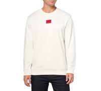 HUGO Men's Regular Fit Square Logo Jersey Sweatshirt, Linen Cream, L