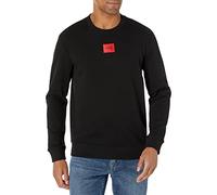 HUGO Men's Regular Fit Square Logo Jersey Sweatshirt Pullover Sweater, Black, XL
