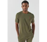 HUGO Mens Regular Fit Waffle Loungewear T-Shirt, Dark Green, Size L, Men Dark Green
