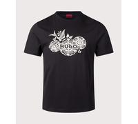HUGO Mens Relaxed Fit Dangen T-Shirt - Colour: 001 Black - Size: Medium