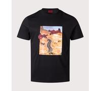 HUGO Mens Relaxed Fit Dikerd T-Shirt - Colour: 002 Black - Size: Large