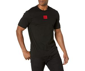 HUGO Men's Ribbed Crew Neck Regular Fit Center Logo T-Shirt T-Shirt