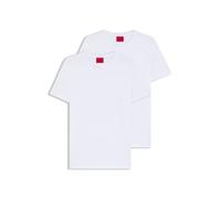 HUGO Mens Round Two Crew-Neck T-Shirts in Stretch Jersey White