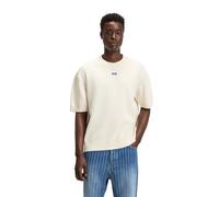 HUGO Mens San Carson-CP Knit Sweater with Short Sleeves and Blue Logo Badge