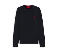 HUGO Mens San Cassius-C1 Organic-Cotton Sweater with red Logo Label
