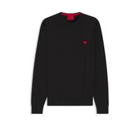 HUGO Mens San Cassius-C1 Organic-Cotton Sweater with red Logo Label