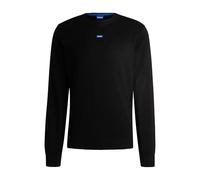 HUGO Mens San Cosmo-C Knitted-Cotton Sweater with Blue Logo Label