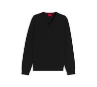HUGO Mens San Vredo-M Virgin-Wool V-Neck Sweater in a Slim fit Black