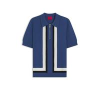 HUGO Mens Sholpone Zip-Neck Knit Sweater with Stripe Details