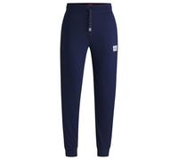 HUGO Mens Silver Logo Pant Metallic-Logo Tracksuit Bottoms in a Cotton Blend
