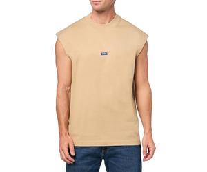 HUGO Men's Small Logo Block Muscle Tank, Canvas Khaki, Large