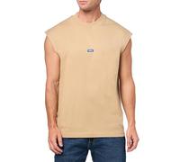 HUGO Men's Small Logo Block Muscle Tank, Canvas Khaki, Medium