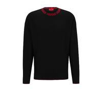 HUGO Mens Smarlo Logo-Collar Sweater in Organic Cotton Black