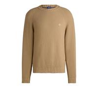 HUGO Mens Sonni Logo-Badge Sweater in Ribbed Cotton