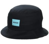 HUGO Men's Square Logo Bucket Hat, Black Pepper, S-M